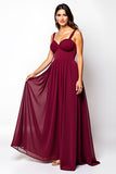 Bourgogne A-ligne Sweetheart froncé Robe longue d’invitée de mariage