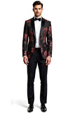 Black Flower 2 pièces Peak Lapel Costumes pour hommes