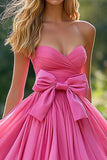 Rose A Line Sans Bretelles À Volants Taffetas Robe de Bal