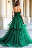 Organza vert Une ligne Sweetheart Robe de bal plissée