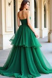 Organza vert Une ligne Sweetheart Robe de bal plissée