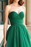 Organza vert Une ligne Sweetheart Robe de bal plissée