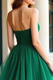 Organza vert Une ligne Sweetheart Robe de bal plissée