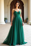Une ligne verte bretelles spaghetti bretelles spaghetti robe longue de bal