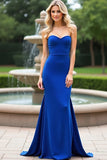 Robe longue formelle en satin Sirène Bleu Royal