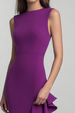 Robe formelle sirène prune col bateau avec fente