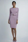 Robe courte formelle moulante lilas à manches longues