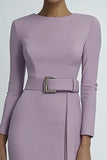 Robe courte formelle moulante lilas à manches longues