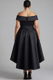 Robe formelle noire en satin grande taille A Short Shoulder