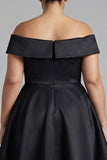 Robe formelle noire en satin grande taille A Short Shoulder
