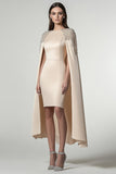 Robe formelle mi-longue en satin champagne