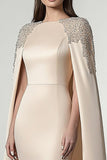 Robe formelle mi-longue en satin champagne