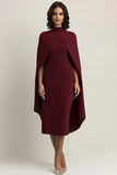 Robe formelle cape midi fourreau bordeaux