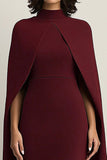 Robe formelle cape midi fourreau bordeaux