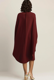 Robe formelle cape midi fourreau bordeaux