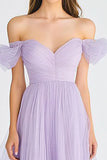 Robe formelle en tulle lilas à une ligne dénudée
