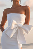 Robe de graduation blanche avec fente noeud noeud thé