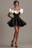 Une ligne Satin Épaules Dénudées petite robe noire