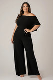 Tenue de mère de la mariée noire grande taille à épaules dénudées