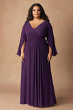 Mousseline de soie violet foncé grande taille Robe mère de la mariée