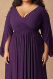 Mousseline de soie violet foncé grande taille Robe mère de la mariée