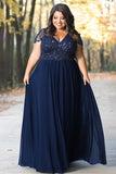 Bleu marine scintillant Une ligne grande taille Robe mère de la mariée avec paillettes