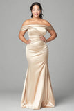 Robe de mère de la mariée en satin grande taille sirène sirène champagne