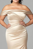 Robe de mère de la mariée en satin grande taille sirène sirène champagne