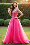 rose scintillant une ligne spaghetti bretelles robe longue de bal avec paillettes