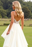 Robe de mariée ivoire à volants en mousseline de soie avec dentelle
