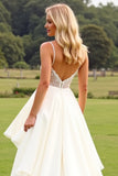 Robe de mariée ivoire à volants en mousseline de soie avec dentelle