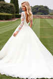Robe de mariée en organza à manches longues en dentelle ivoire