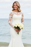 lvory Sirène Manches Longues Applique Robe de Mariée