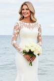 lvory Sirène Manches Longues Applique Robe de Mariée