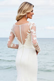 lvory Sirène Manches Longues Applique Robe de Mariée