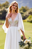 lvory A Ligne 3/4 Manches Dentelle Robe de mariée longue