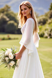 lvory A Ligne 3/4 Manches Dentelle Robe de mariée longue