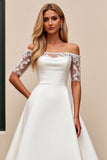lvory Une ligne dénudée d’épaule Robe de mariée longue appliquée