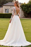 lvory A Line Manches Longues Dentelle Applique Robe de Mariée