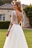 lvory A Line Manches Longues Dentelle Applique Robe de Mariée