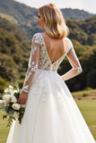 Manches longues lvory A Line Dentelle Applique Robe de mariée