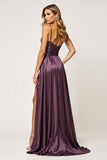 Violet A Ligne Spaghetti Bretelles Découpé Robe De Bal En Satin