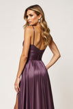Violet A Ligne Spaghetti Bretelles Découpé Robe De Bal En Satin