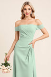 Menthe Hors L’épaule Fourreau Robe Longue Demoiselle D’honneur