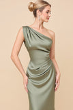 Robe de demoiselle d’honneur froncée en eucalyptus à une épaule