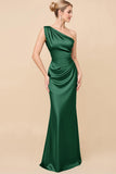 Robe de demoiselle d’honneur froncée en eucalyptus à une épaule