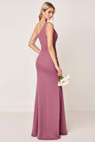 Vintage Mauve fourreau une épaule froncé longue robe de demoiselle d’honneur