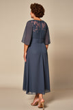Robe de mère de mariée en mousseline de soie sergé de plus grande taille avec demi-manches