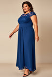 Bleu Une Ligne En Mousseline De Soie Grande Taille Mère De La Mariée Robe Avec Appliques