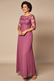 Robe en mousseline de soie dentelle rose du désert mère de la mariée